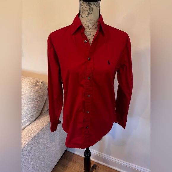 Ralph Lauren Tops - Ralph Lauren blue label button-down red women's shirt size 4